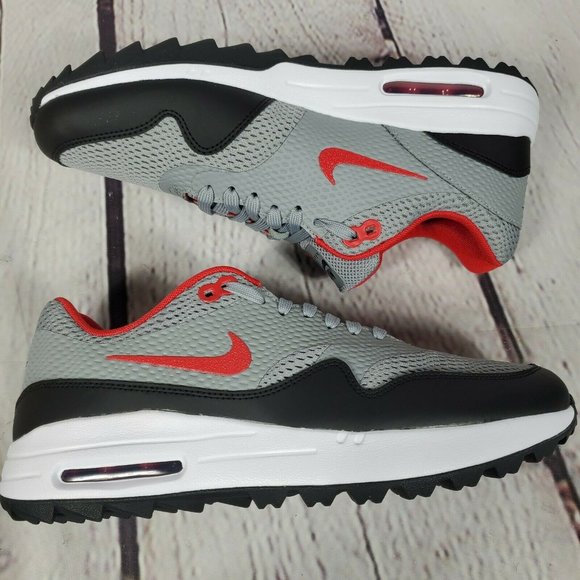 Nike Air Max 1 Golf Particle Grey Red Shoes - Picture 5 of 8
